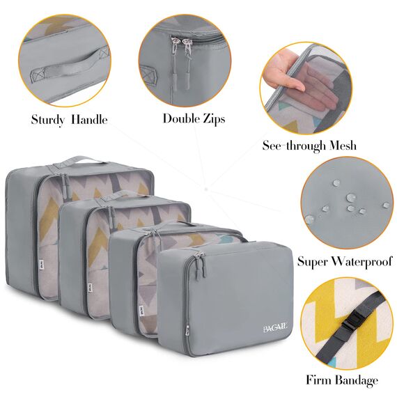 BAGAIL 8 Teilige Packwürfel, Kleidertaschen, Packing Cubes, Verpackungswürfel, Packtaschen Set für Urlaub und Reisen, Kofferorganizer Reise Würfel, Ordnungssystem für Koffer