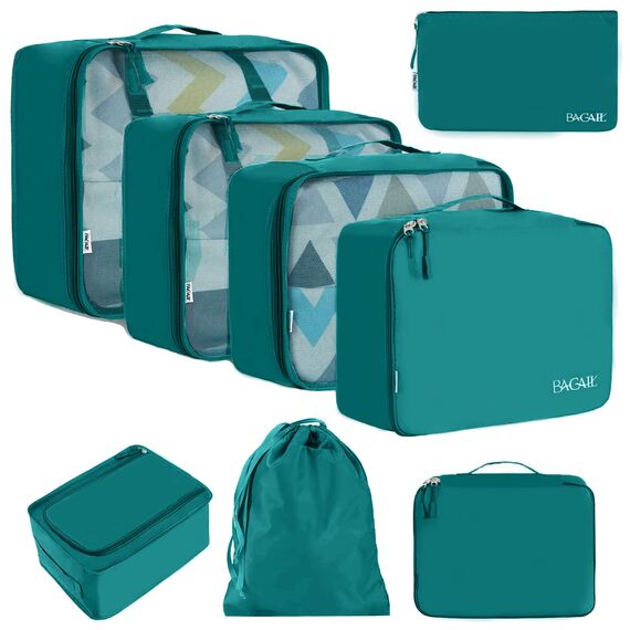 BAGAIL 8 Teilige Packwürfel, Kleidertaschen, Packing Cubes, Verpackungswürfel, Packtaschen Set für Urlaub und Reisen, Kofferorganizer Reise Würfel, Ordnungssystem für Koffer
