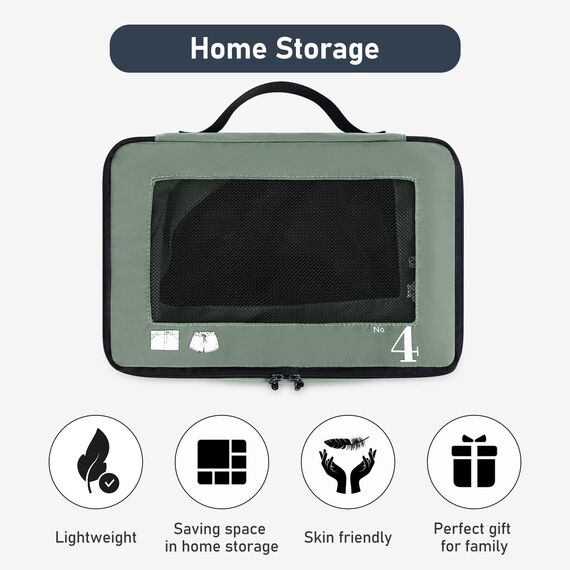 ECOHUB Packwürfel für Koffer, 7 Stück, Reise-Organizer, Packtaschen, recyceltes PET, umweltfreundlich, Reisezubehör, Schuhtaschen für Reisen, Aufbewahrungstasche, Gepäck-Organizer, Reisetasche(Grün)