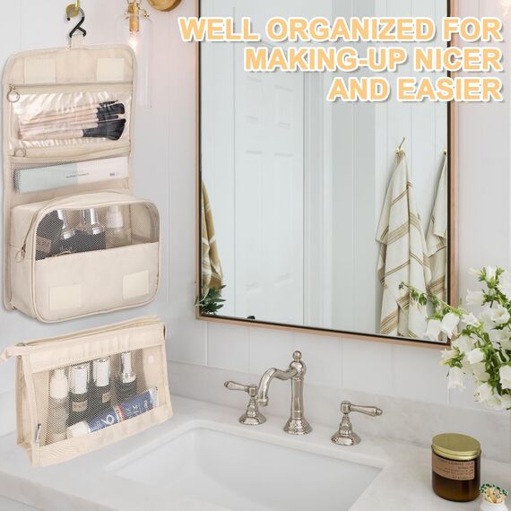 12-Teilige Koffer Organizer, Packing Cubes, Koffer Organizer Set, Kofferorganizer Wasserdichte, Packwürfel, mit Packtaschen, Kleidertaschen, Kosmetiktasche, Schuhbeutel, Organizer Koffer (Beige)