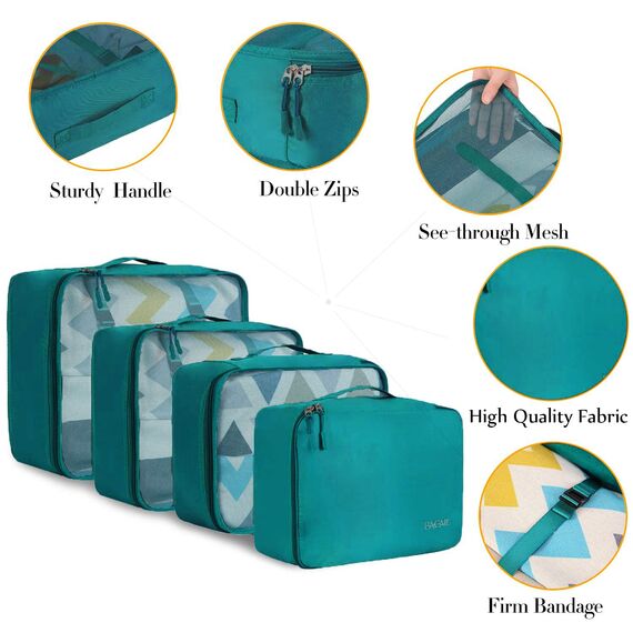 BAGAIL 8 Teilige Packwürfel, Kleidertaschen, Packing Cubes, Verpackungswürfel, Packtaschen Set für Urlaub und Reisen, Kofferorganizer Reise Würfel, Ordnungssystem für Koffer