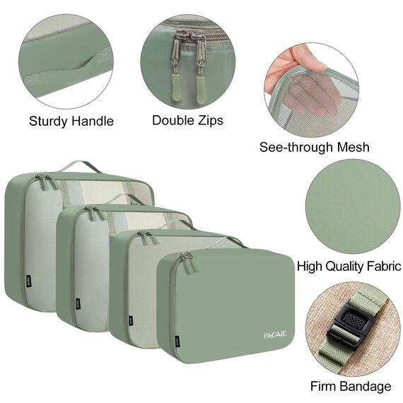 BAGAIL 8 Teilige Packwürfel, Kleidertaschen, Packing Cubes, Verpackungswürfel, Packtaschen Set für Urlaub und Reisen, Kofferorganizer Reise Würfel, Ordnungssystem für Koffer
