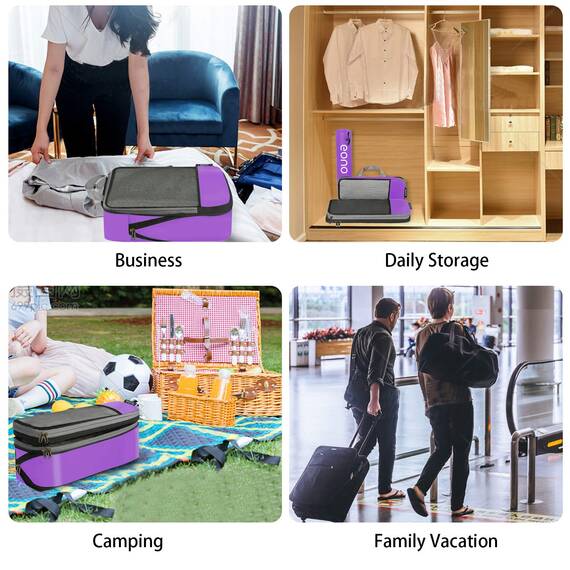 Eono by Amazon - Komprimierbaren Packwürfeln zur Organisation Ihres Reisegepäcks, Compression Packing Cube, Packtaschen Set & Gepäck Organizer für Rucksack & Koffer, Lila, 6-teilig