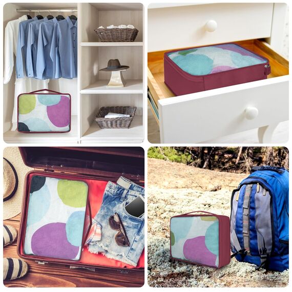 Große Koffer Organizer Set 12-teilig, Wasserdichte Packwürfel, Travel Organizer zum Gepäckpacken, Familienreisen, Aufbewahrung zu Hause Weinrot