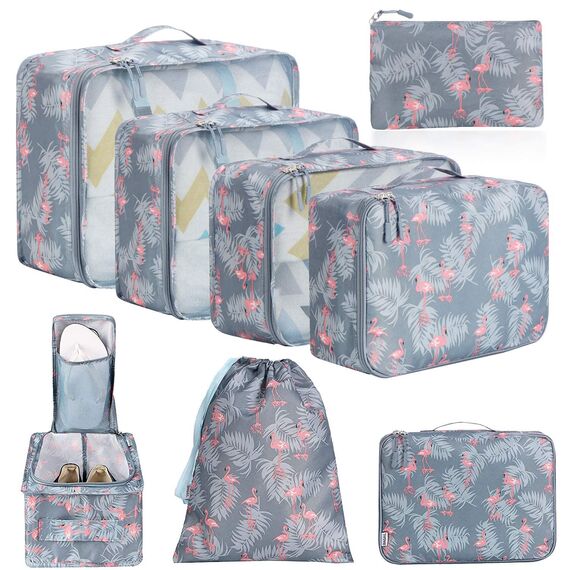 BAGAIL 8 Teilige Packwürfel, Kleidertaschen, Packing Cubes, Verpackungswürfel, Packtaschen Set für Urlaub und Reisen, Kofferorganizer Reise Würfel, Ordnungssystem für Koffer