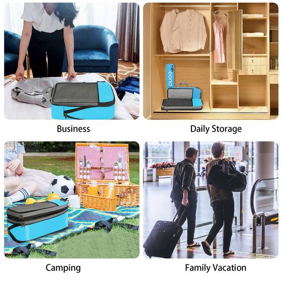 Amazon Marke: Eono Essentials Komprimierbaren Packwürfeln zur Organisation Ihres Reisegepäcks, Compression Packing Cube, Packtaschen Set & Gepäck Organizer für Rucksack & Koffer, Blau, 6-teilig