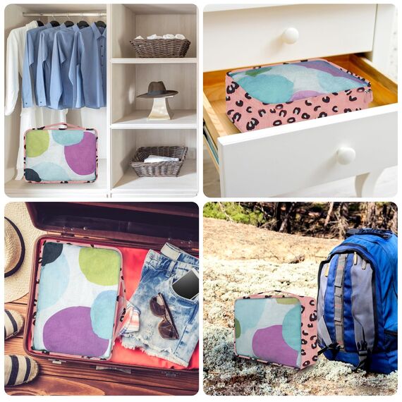 Große Koffer Organizer Set 12-teilig, Wasserdichte Packwürfel, Travel Organizer zum Gepäckpacken, Familienreisen, Aufbewahrung zu Hause Leopardenprint