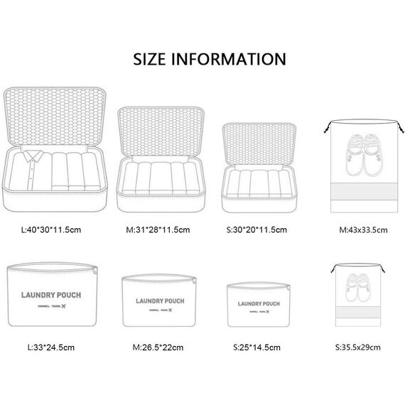 Vicloon Koffer Organizer, 8-in-1-Set Gepäck Organizer, Wasserdichte Reise Kleidertaschen umfassen 2 Schuhbeutel, 3 Packwürfel und 3 Aufbewahrungsbeutel, für Kleidung Schuhe Unterwäsche Kosmetik - Rosa