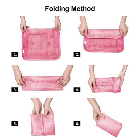 OSDUE Koffer Organizer Set 8-teilig, Packing Cubes, wasserdichte Reise Kleidertaschen, Packtaschen für Koffer, Verpackungswürfel mit Schuhbeutel, USB Kabel Tasche (Rosa)