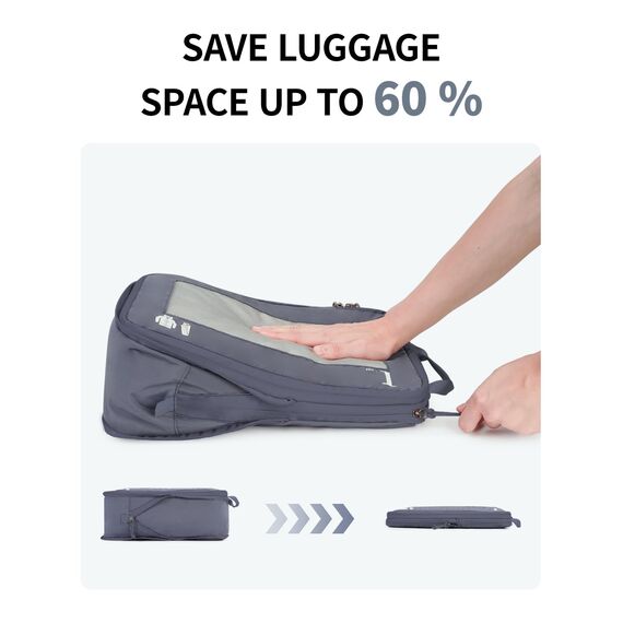 ECOHUB 5 Teilige Kompression Koffer Organizer Set für Rucksack Compression Packing Cubes Packwürfel Kofferorganizer Packtaschen Kleidertaschen für Koffer Reiseorganizer(Dunkles Grau)