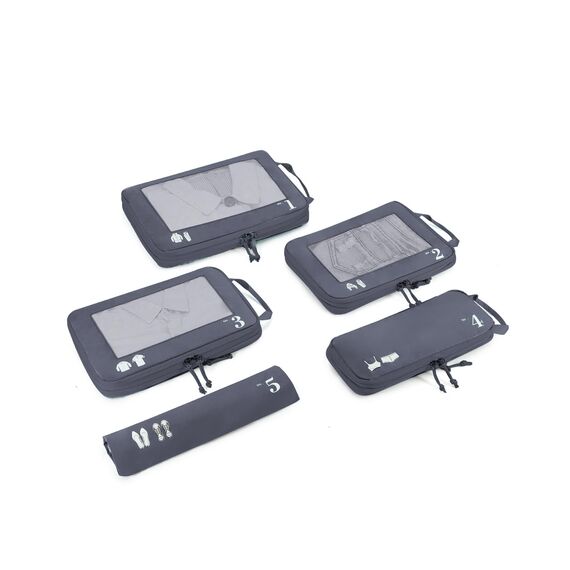 ECOHUB 5 Teilige Kompression Koffer Organizer Set für Rucksack Compression Packing Cubes Packwürfel Kofferorganizer Packtaschen Kleidertaschen für Koffer Reiseorganizer(Dunkles Grau)