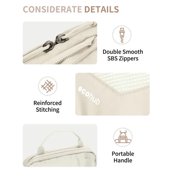 ECOHUB Packwürfel für Reisen, langlebig, Koffer-Organizer, Taschen, Set mit personalisiertem Etikett, verschiedene Größen, Reisezubehör, Reisezubehör für Gepäck, maschinenwaschbar, 4 Set/6 Stück