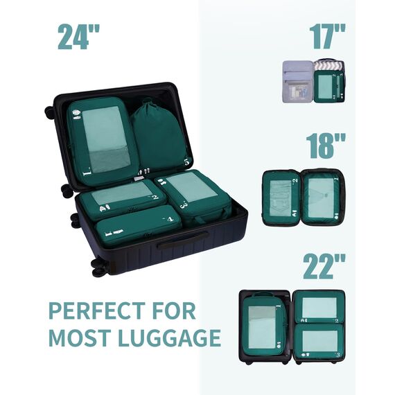 ECOHUB 5 Teilige Kompression Koffer Organizer Set für Rucksack Compression Packing Cubes Packwürfel Kofferorganizer Packtaschen Kleidertaschen für Koffer Reiseorganizer(Dunkles Grün)