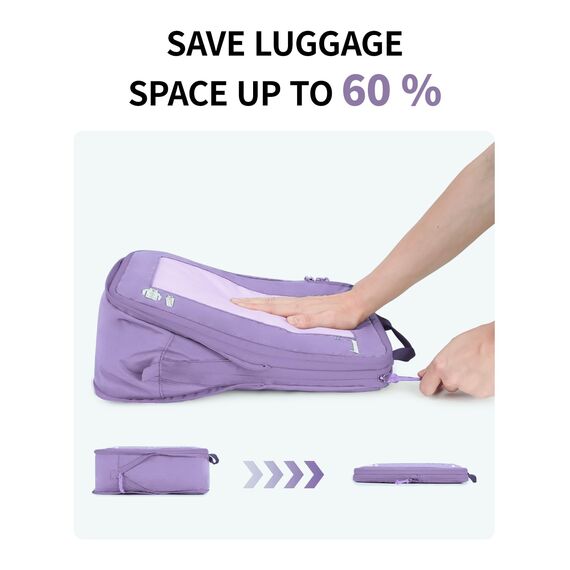 ECOHUB 5 Teilige Kompression Koffer Organizer Set für Rucksack Compression Packing Cubes Packwürfel Kofferorganizer Packtaschen Kleidertaschen für Koffer Reiseorganizer(Helles Violett)