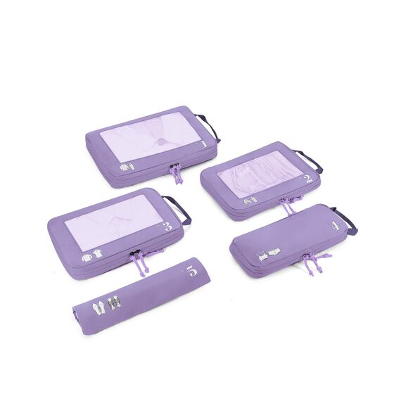 ECOHUB 5 Teilige Kompression Koffer Organizer Set für Rucksack Compression Packing Cubes Packwürfel Kofferorganizer Packtaschen Kleidertaschen für Koffer Reiseorganizer(Helles Violett)