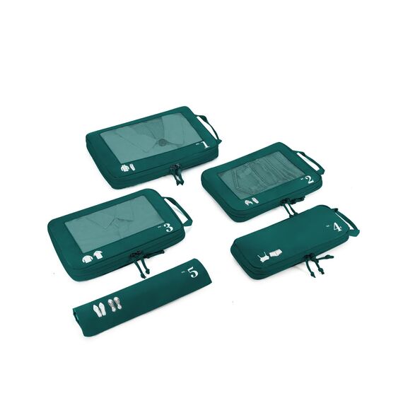 ECOHUB 5 Teilige Kompression Koffer Organizer Set für Rucksack Compression Packing Cubes Packwürfel Kofferorganizer Packtaschen Kleidertaschen für Koffer Reiseorganizer(Dunkles Grün)