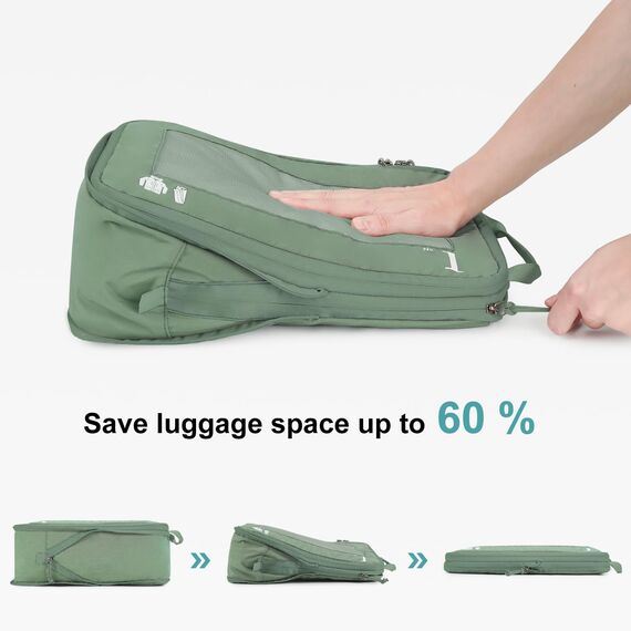 ECOHUB 5 Teilige Kompression Koffer Organizer Set für Rucksack Compression Packing Cubes Packwürfel Kofferorganizer Packtaschen Kleidertaschen für Koffer Reiseorganizer(Grün)