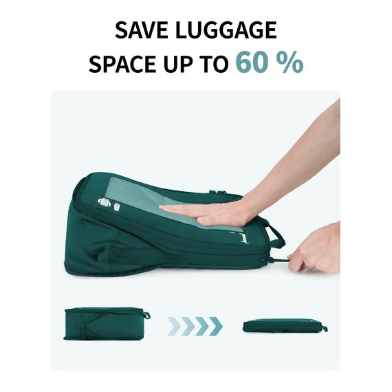 ECOHUB 5 Teilige Kompression Koffer Organizer Set für Rucksack Compression Packing Cubes Packwürfel Kofferorganizer Packtaschen Kleidertaschen für Koffer Reiseorganizer(Dunkles Grün)