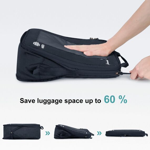 ECOHUB 5 Teilige Kompression Koffer Organizer Set für Rucksack Compression Packing Cubes Packwürfel Kofferorganizer Packtaschen Kleidertaschen für Koffer Reiseorganizer(Dunkelblau)