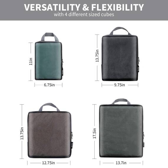 Eono by Amazon - Komprimierbaren Packwürfeln zur Organisation Ihres Reisegepäcks, Compression Packing Cube, Packtaschen Set & Gepäck Organizer für Rucksack & Koffer, Net, 4-teilig