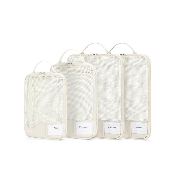 ECOHUB Packwürfel für Reisen, langlebig, Koffer-Organizer, Taschen, Set mit personalisiertem Etikett, verschiedene Größen, Reisezubehör, Reisezubehör für Gepäck, maschinenwaschbar, 4 Set/6 Stück