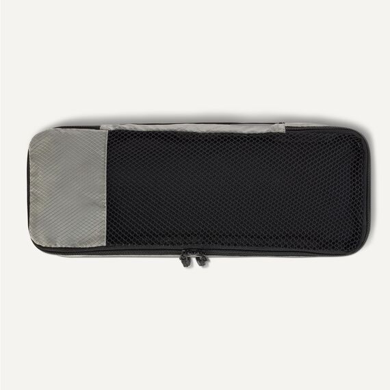 Amazon Basics Packwürfel Set für Koffer, Reise Organizer, Reißverschluss, 4 Teilig, Schmal, Grau