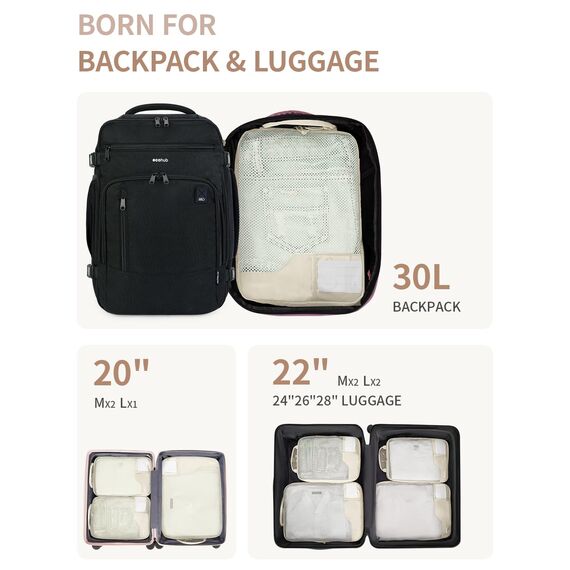 ECOHUB Packwürfel für Reisen, langlebig, Koffer-Organizer, Taschen, Set mit personalisiertem Etikett, verschiedene Größen, Reisezubehör, Reisezubehör für Gepäck, maschinenwaschbar, 4 Set/6 Stück