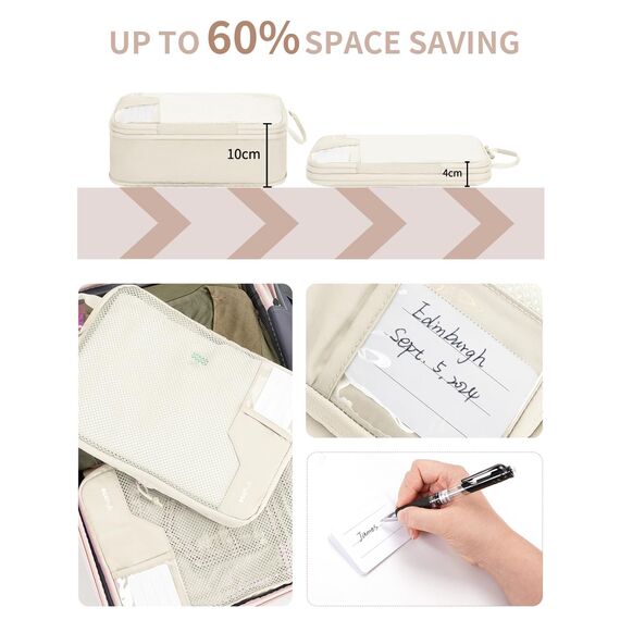 ECOHUB Packwürfel für Reisen, langlebig, Koffer-Organizer, Taschen, Set mit personalisiertem Etikett, verschiedene Größen, Reisezubehör, Reisezubehör für Gepäck, maschinenwaschbar, 4 Set/6 Stück