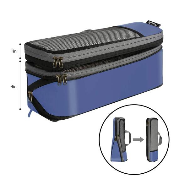 Eono by Amazon - Komprimierbaren Packwürfeln zur Organisation Ihres Reisegepäcks, Compression Packing Cube, Packtaschen Set & Gepäck Organizer für Rucksack & Koffer, Navy, 6-teilig