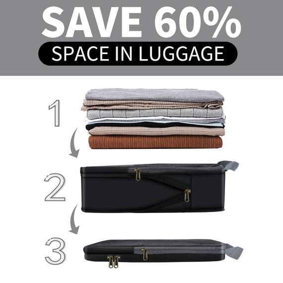 Eono by Amazon - Komprimierbaren Packwürfeln zur Organisation Ihres Reisegepäcks, Compression Packing Cube, Packtaschen Set & Gepäck Organizer für Rucksack & Koffer, Net, 4-teilig