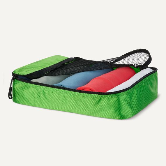 Amazon Essentials 4-teiliges Packwürfel-Reisezubehörset, Gepäckorganizer mit Doppelreißverschluss, Netzoberseite, Polyester, mittelgroß, grün (früher Amazon Basics)
