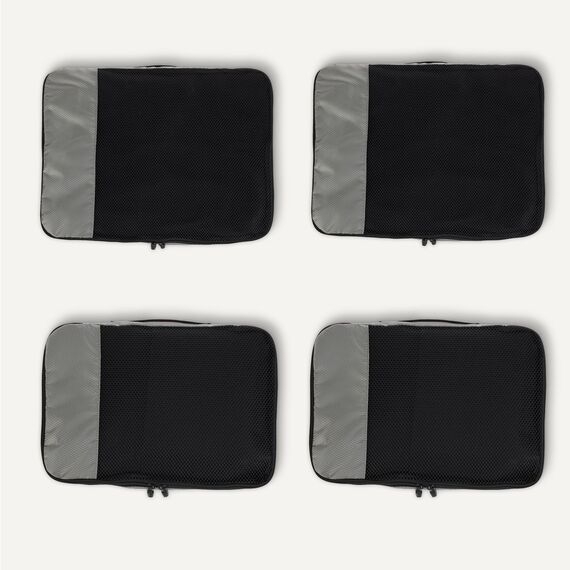 Amazon Essentials 4-teiliges Packwürfel-Reisezubehörset, Gepäckorganizer mit Doppelreißverschluss, Netzoberseite, 100% Polyester, 2 große und 2 mittlere Würfel, grau (früher Amazon Basics)