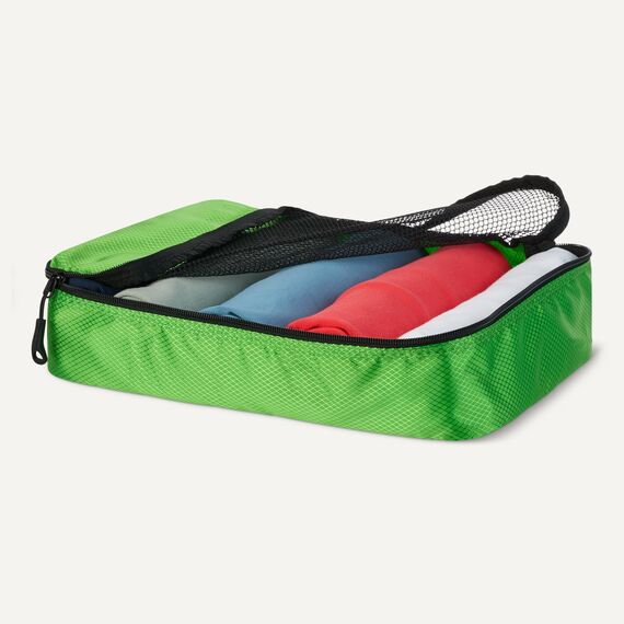 Amazon Essentials 4-teiliges Packwürfel-Reisezubehörset, Gepäckorganizer mit Doppelreißverschluss, Netzoberseite, Polyester, klein/mittel/groß/schmal, grün (früher Amazon Basics)