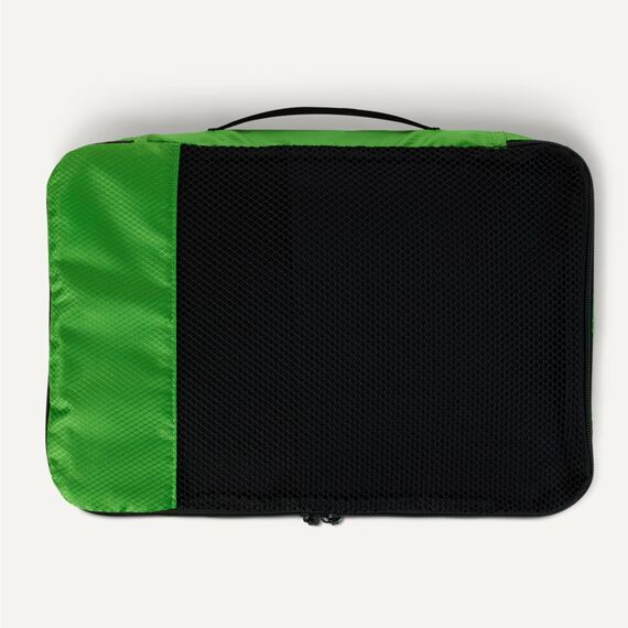 Amazon Essentials 4-teiliges Packwürfel-Reisezubehörset, Gepäckorganizer mit Doppelreißverschluss, Netzoberseite, Polyester, mittelgroß, grün (früher Amazon Basics)