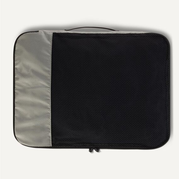 Amazon Essentials 4-teiliges Packwürfel-Reisezubehörset, Gepäckorganizer mit Doppelreißverschluss, Netzoberseite, 100% Polyester, groß, grau (früher Amazon Basics)