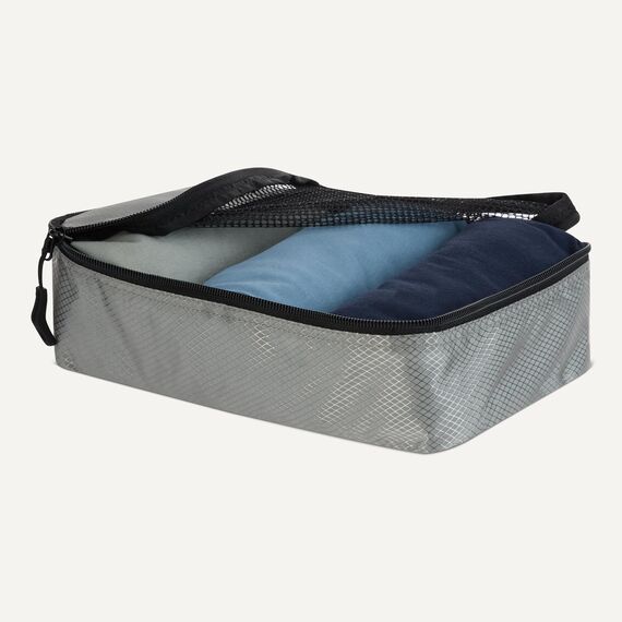Amazon Essentials 4-teiliges Packwürfel-Reisezubehörset, Gepäckorganizer mit Doppelreißverschluss, Netzoberseite, Polyester, klein, grau (früher Amazon Basics)