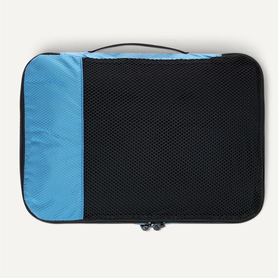 Amazon Essentials 4-teiliges Packwürfel-Reisezubehörset, Gepäckorganizer mit Doppelreißverschluss, Netzoberseite, Polyester, mittelgroß, himmelblau (früher Amazon Basics)