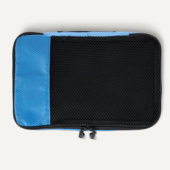 Amazon Essentials 4-teiliges Packwürfel-Reisezubehörset, Gepäckorganizer mit doppeltem Reißverschluss, Netzoberseite, Polyester, klein, himmelblau (früher Amazon Basics)