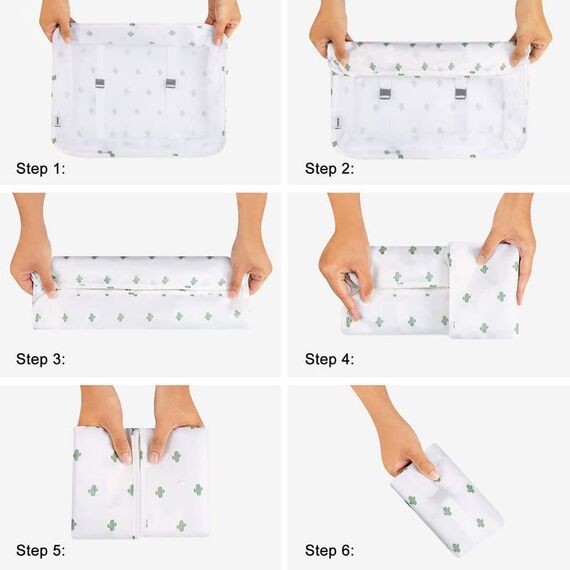 8 Teilige Packing Cubes, Kleidertaschen, Koffer Organizer für Urlaub und Reisen, Packwürfel Set Reise Würfel, Ordnungssystem für Koffer - Kaktus