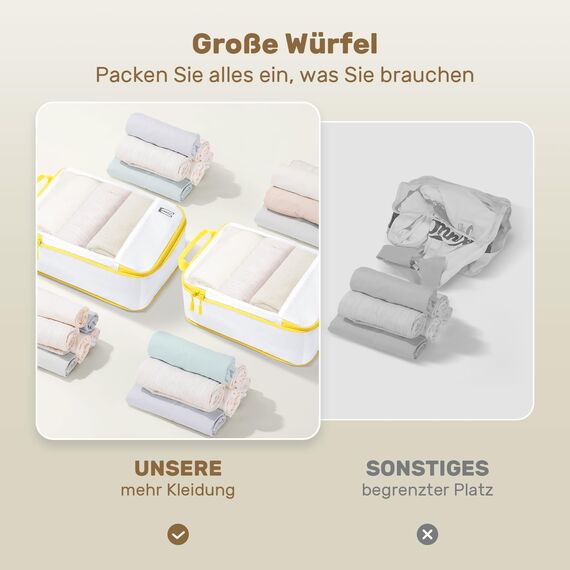 8 Teilige Compression Packing Cubes, Koffer Organizer Kompression PackwüRfel Packtaschen FüR Backpack Rucksack Reisen Organizer Zitronengelb