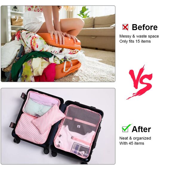 OSDUE Reise-Aufbewahrungswürfel, 8 Stück, wasserdichte Reisegepäck-Organizer, für Kleidung, Schuhe, Kosmetik, Toilettenartikel