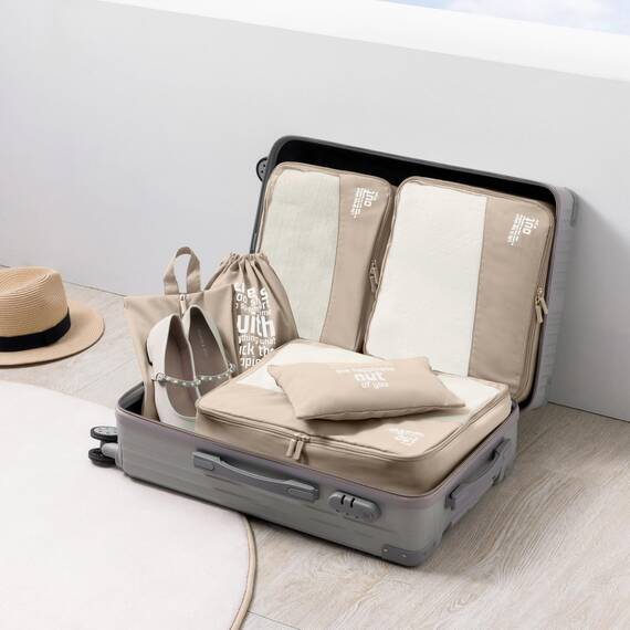 MURISE Packing Cubes 6 Set, Kleidertaschen, Koffer Organizer für Urlaub, Packwürfel Reise Würfel, Ordnungssystem (Khaki)