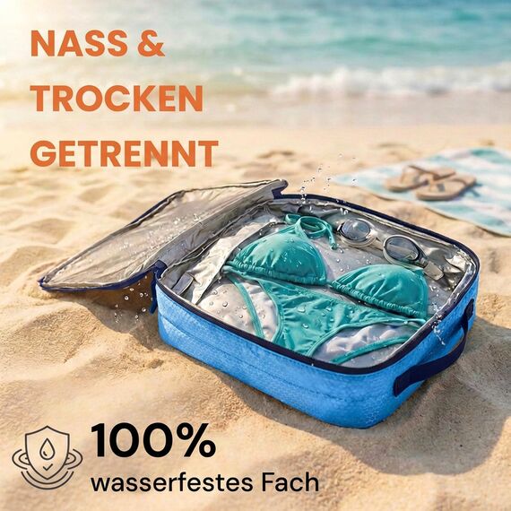 Packtaschen Kompression für Koffer und Rucksack [7-teilig] - mehr Platz im Koffer oder Backpack durch Kompression – Packwürfel Kompression (blau)
