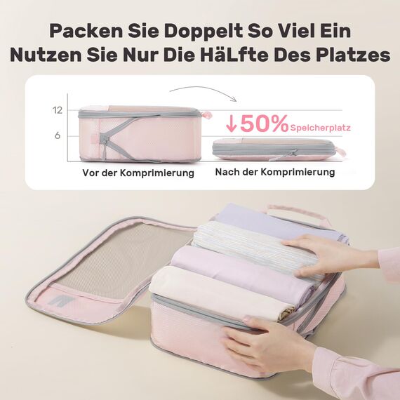 8 Teilige Compression Packing Cubes, Koffer Organizer Kompression PackwüRfel Packtaschen FüR Backpack Rucksack Reisen Organizer