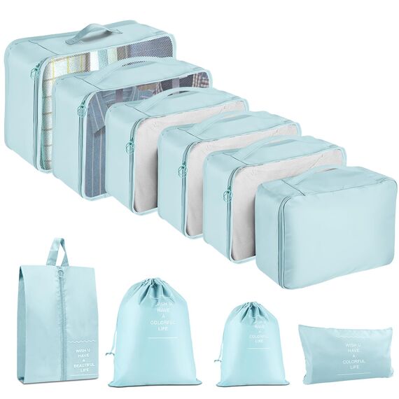 Koffer Organizer Set, 10 Stück Packing Cubes for Suitcase Travel Accessories Kofferorganizer Set Kleidertaschen Packwürfel Kosmetik Travel Organizer Packtaschen für Koffer