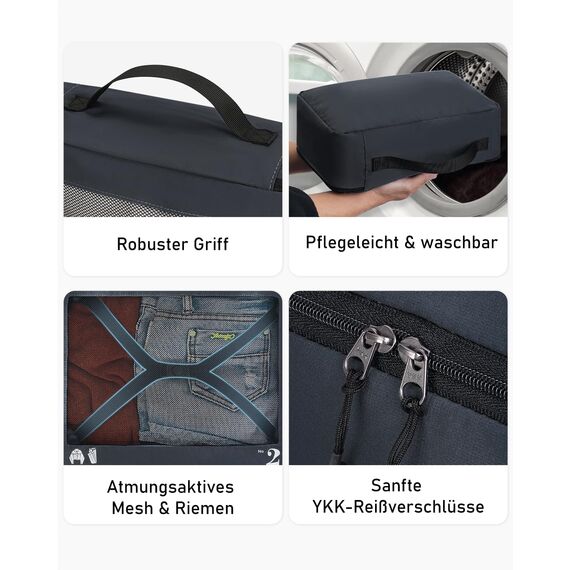 ECOHUB Koffer Organizer Packing Cubes 7-Teiliges Set Packwürfel Pet-Recycelte Packtaschen für Kofferorganizer Rucksack schuhbeutel Kleidertaschen Koffer(Dunkelblau), (ECO7001)