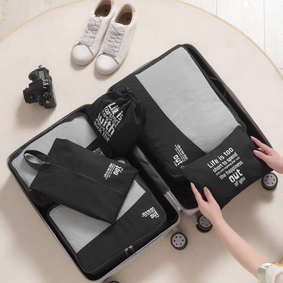 MURISE Packing Cubes 6 Set, Kleidertaschen, Koffer Organizer für Urlaub und Reisen, Packwürfel, Würfel, Ordnungssystem (Anthrazit)