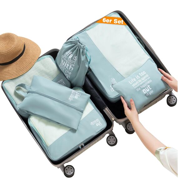 MURISE Packing Cubes 6 Set, Kleidertaschen, Koffer Organizer für Urlaub und Reisen, Packwürfel Würfel, Ordnungssystem (Obst Grün)