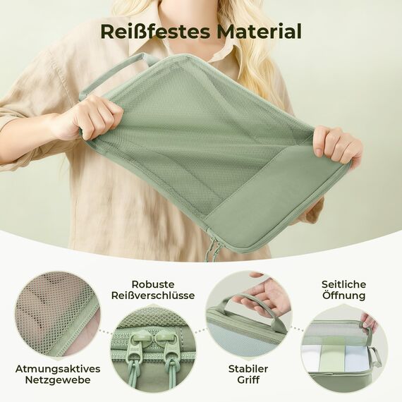 8 Teilige Compression Packing Cubes, Koffer Organizer Kompression PackwüRfel Packtaschen FüR Backpack Rucksack Reisen Organizer Matcha Grün