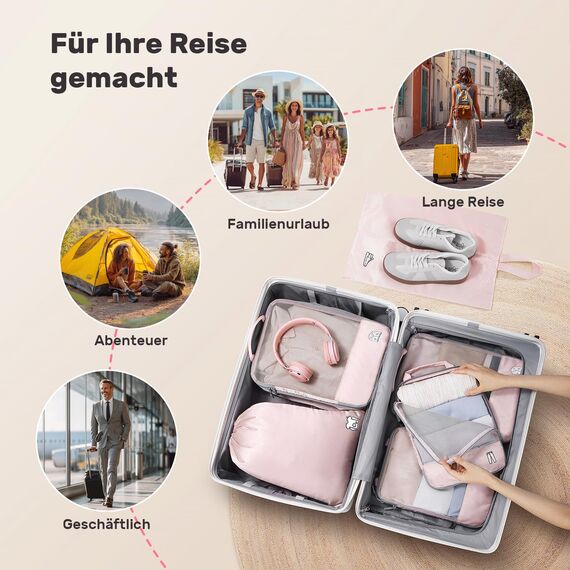 8 Teilige Compression Packing Cubes, Koffer Organizer Kompression PackwüRfel Packtaschen FüR Backpack Rucksack Reisen Organizer